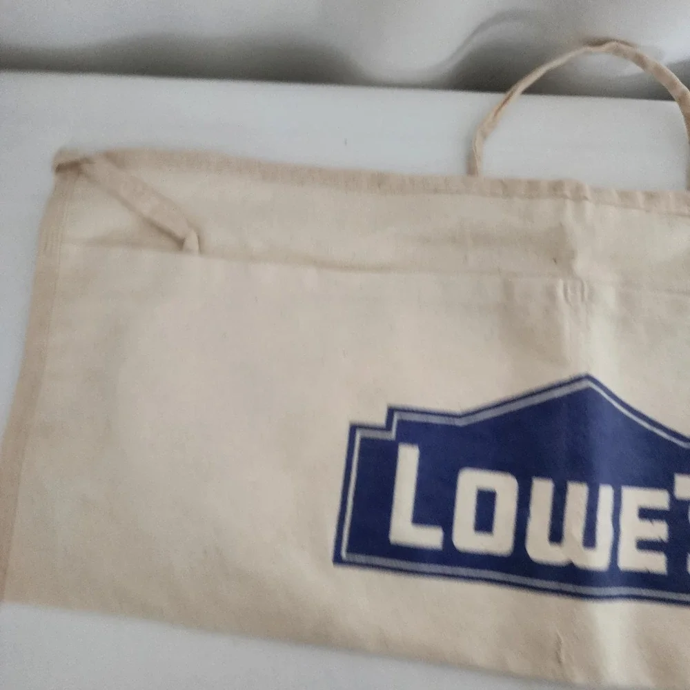 Vintage Lowe's Cloth Waist Apron Nail/Tool Bag 2 Pouch Cotton White Canvas